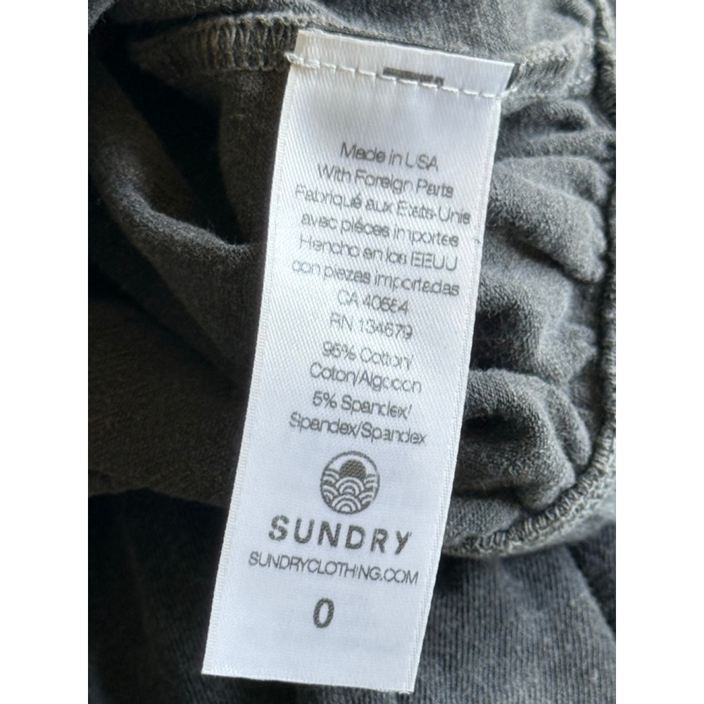 Sundry Gray Gathered Neck Balloon Sleeve Top Size 0 | NWT $98 Evereve - Picture 7 of 7